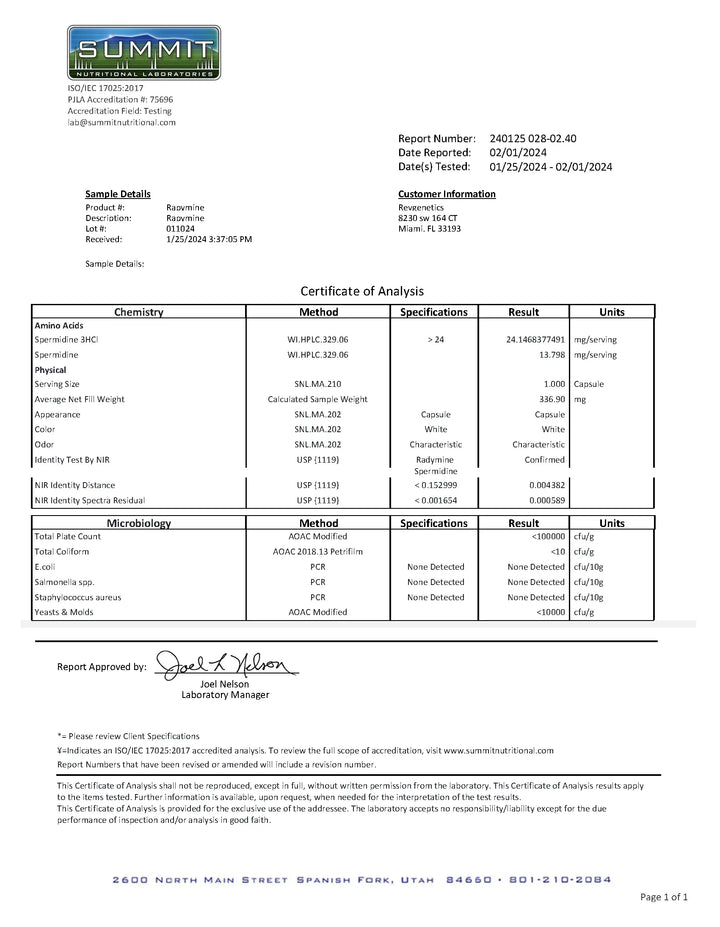RevGenetics Rapymine - Spermidine Supplement for Autophagy and Anti-Aging: - 25mg Dose, GMP-Certified Quality 240125_028-02_RevGenetics_LLC_Rapymine_Rapymine_011024 Member Products,All Products