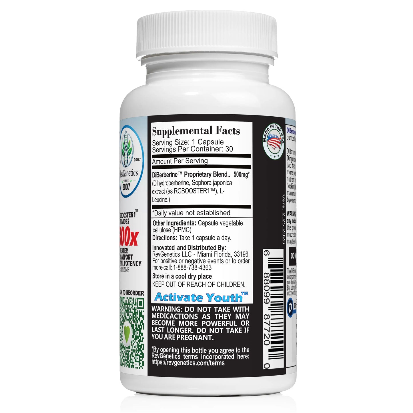 RevGenetics DiBerberine 300x: Dihydro Berberine Enteric + 300x Patent Pending Booster - Ships 03/10 DiBerberine300xRight Member Products,All Products
