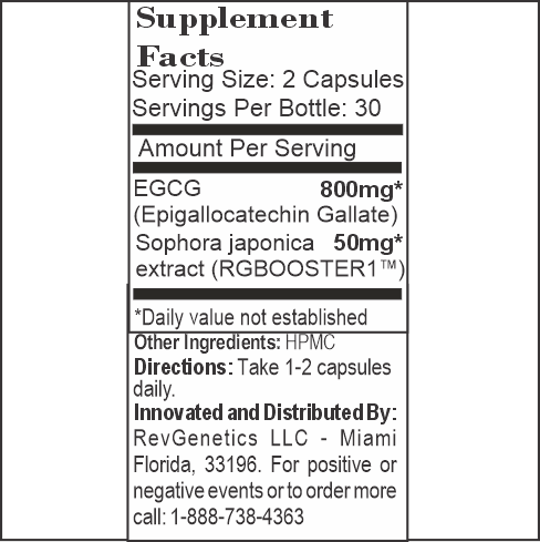 RevGenetics EGCG Supplement - 800mg Pure Green Tea Extract for Antioxidant Support - No Caffeine - Anti-Aging with Lifespan-Extending Potential by RevGenetics EGCG800_Booster-Vegetarian-Pure_EGCG-_60-800mg-v4-2.5x6 Member Products,All Products