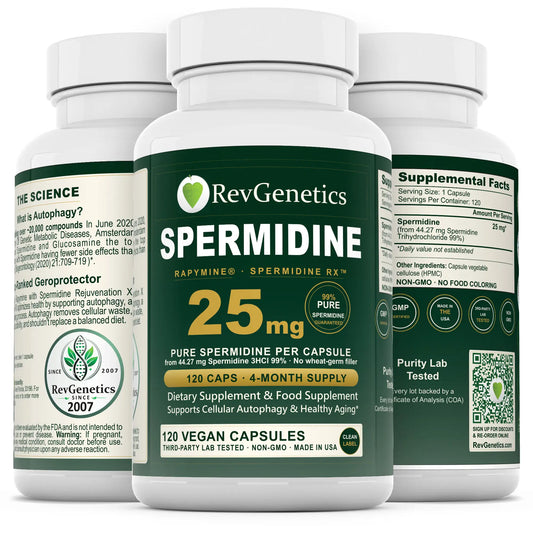 Rapymine Spermidine 25 by RevGenetics, wheat-free, 120 HPMC capsules