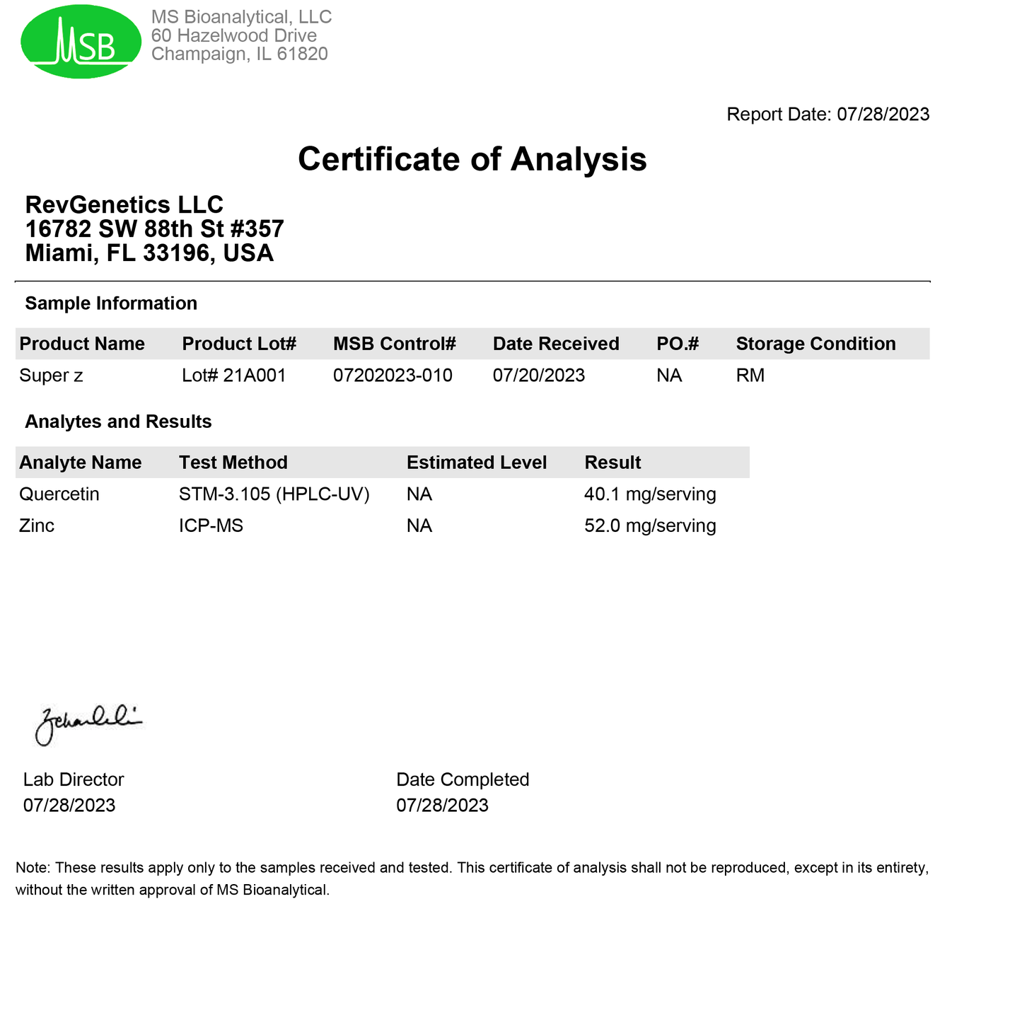 RevGenetics Super Z - Nano Quercetin with Zinc in Micelles Supplement - Advanced Micelle Ionophore Formula for Anti-aging Health - Immune to plain Zinc- Better than liposomal -By RevGenetics MetaQuercetin-COARe-TestLot_21A001 Member Products,All Products