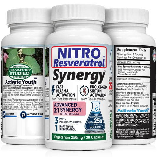 RevGenetics Nitro Synergy 250 Resveratrol Capsules - High Absorption - Pre Order Ships May Nitro250SynergyGroupx1000 Member Products,All Products