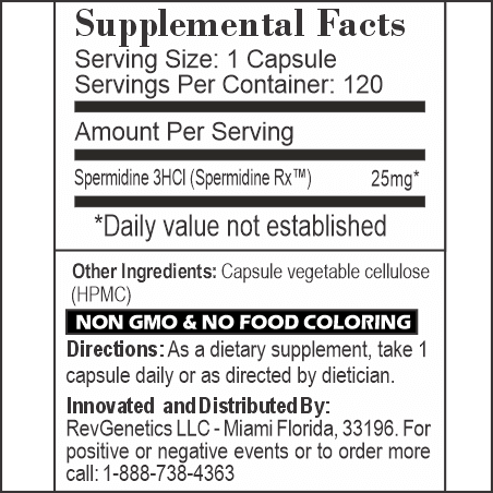 RevGenetics Rapymine - Spermidine Supplement for Autophagy and Anti-Aging: - 25mg Dose, GMP-Certified Quality Rapymine-Spermidine-120-25mg-FACTS Member Products,All Products