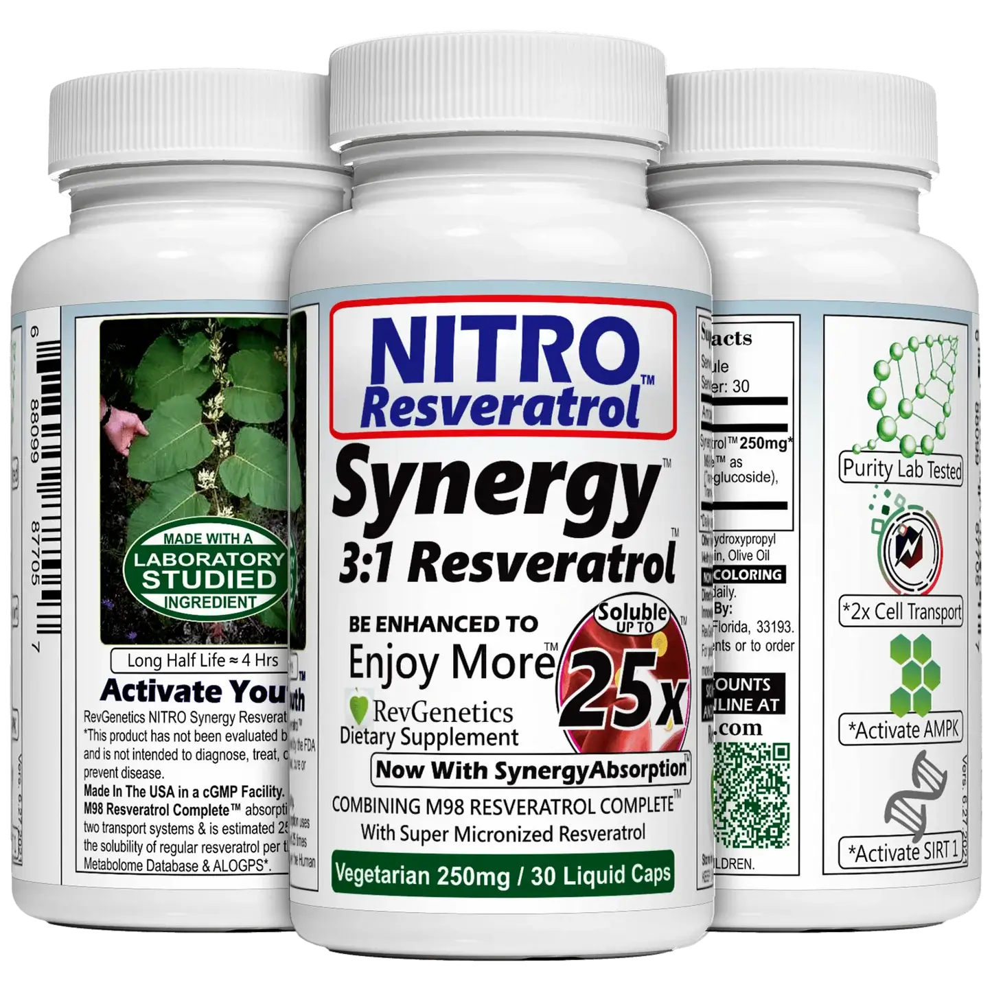 Nitro Synergy 250 Resveratrol Capsules - High Absorption