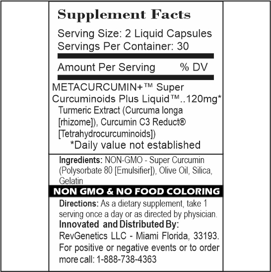 RevGenetics 277x of MetaCurcumin Liquid Curcumin Supplement - Nano Super Curcumin Supplement - Better Than 500mg Micronized for Anti-Aging By RevGenetics metacurcumin-capsules-ingredients-edited Member Products,All Products