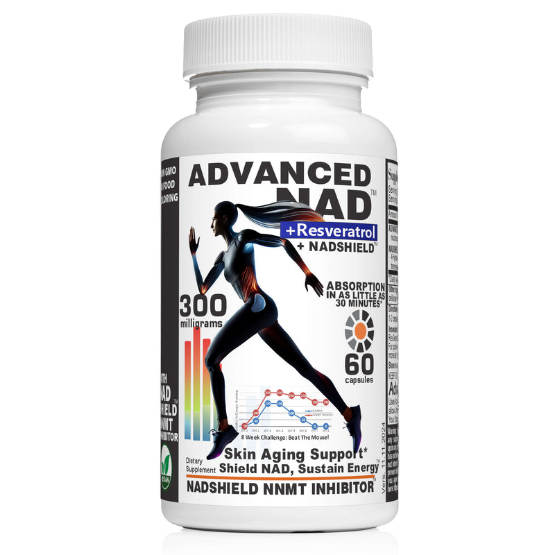 Advanced NAD with NADShield supplement featuring NNMT inhibitor for enhanced NAD protection and cellular energy