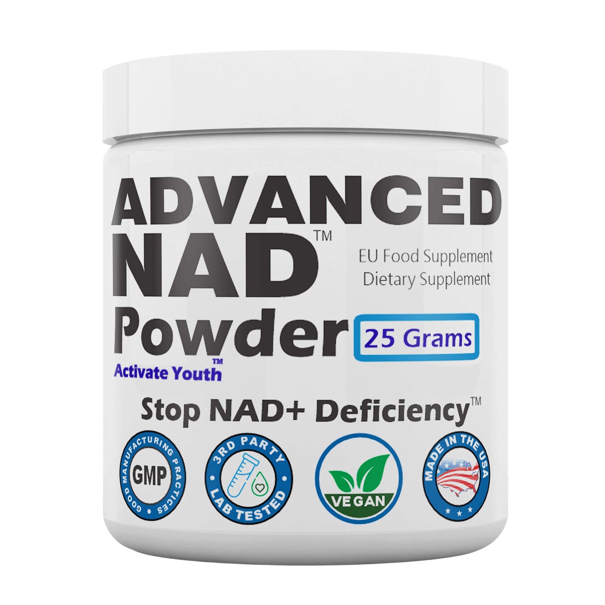 RevGenetics Advanced NAD Supplement Powder- 25 Gram Jar NAD+ Precursor for Cellular Energy & Longevity Support - Made in USA GMP-Certified lab By RevGenetics AdvancedNADPowder-f_2 Member Products,All Products