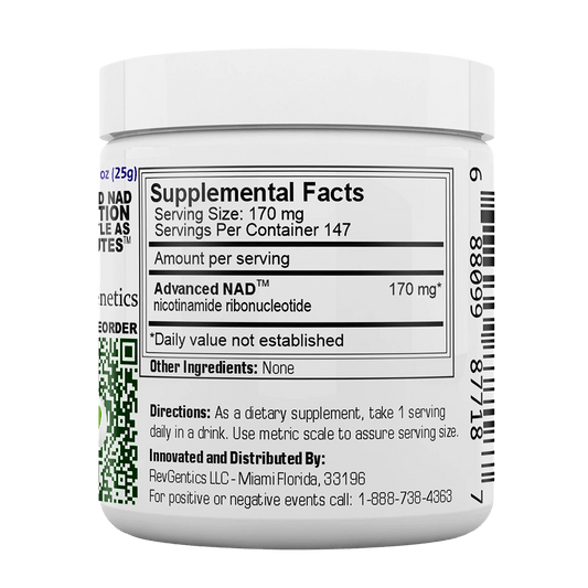 RevGenetics Advanced NAD Supplement Powder- 25 Gram Jar NAD+ Precursor for Cellular Energy & Longevity Support - Made in USA GMP-Certified lab By RevGenetics AdvancedNADPowder-r_2_6e80b2ae-c7d4-4c2f-8a0a-f4c77befe6c0 Member Products,All Products