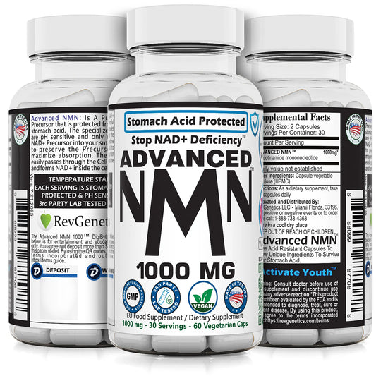 RevGenetics Advanced NMN 1000: High-Purity NAD+ Precursor Supplement Advanced_NMN_1000_nicotinamide_mononucleotide_slc12a8_transporter_nmn_50_off_NAD_Supplement_Booster_Group_a445d96b-6b14-47b3-ba95-302d6f74e280 Member Products,All Products