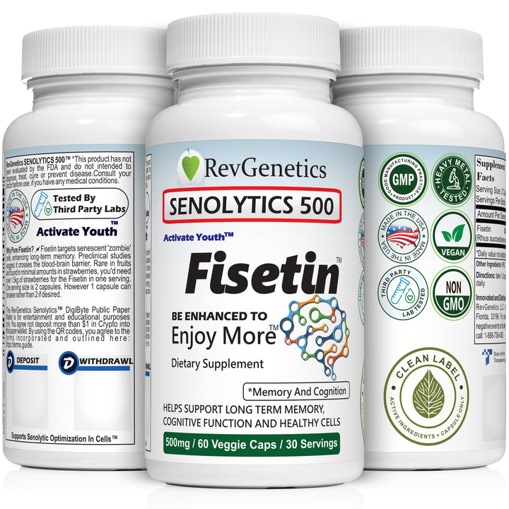 SENOLYTICS 500: Fisetin Supplement 500mg Mind & Lifespan Fisetin-60-500mg-G