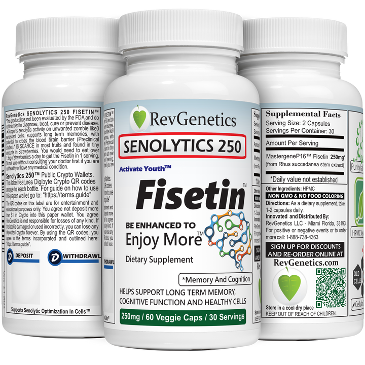 SENOLYTICS 250: Fisetin Supplement 250mg Mind & Lifespan Fisetin-g