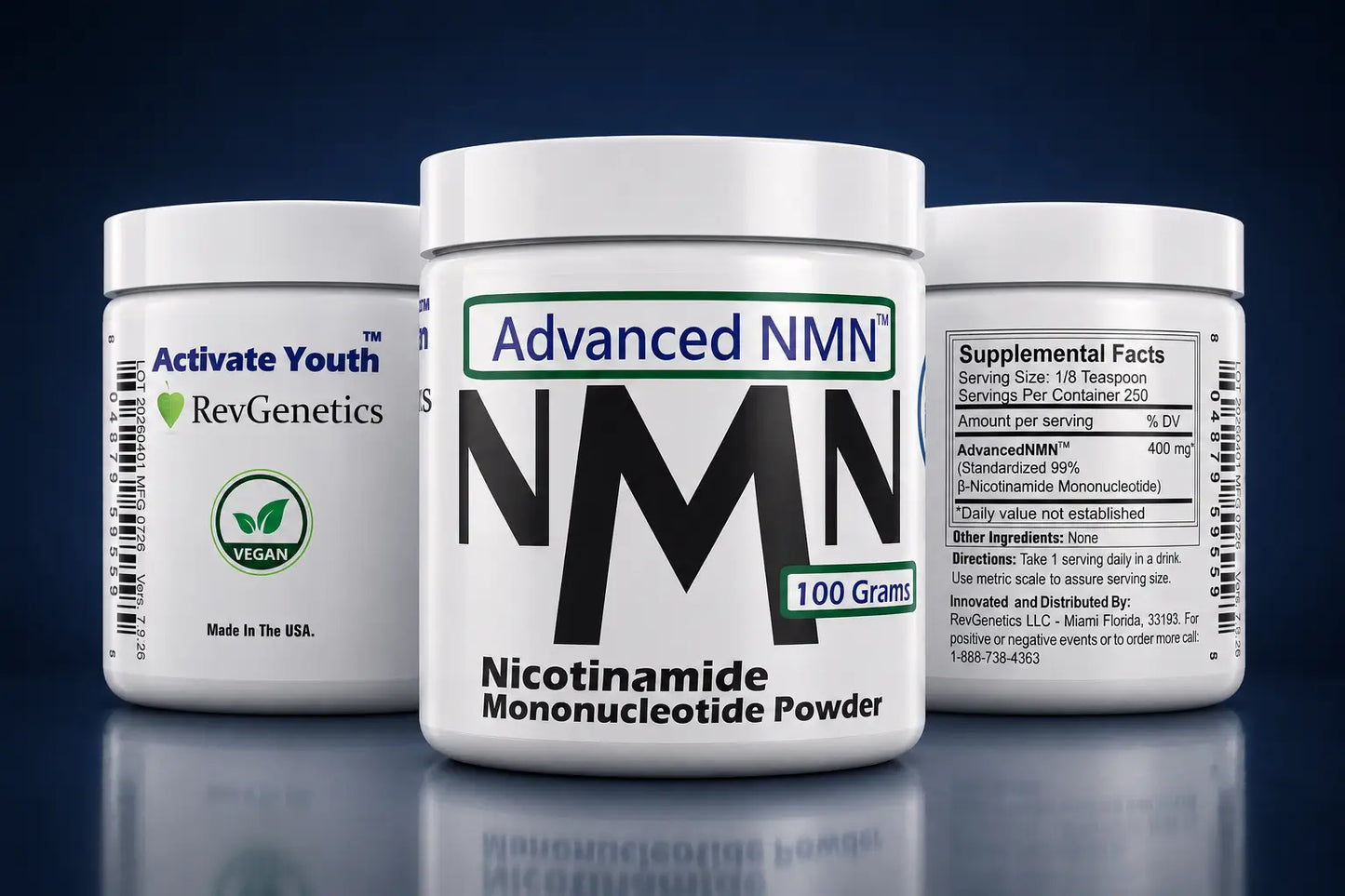 PRESALE: Advanced NMN Supplement Powder- 100 Gram Jar NAD+ Precursor for Cellular Energy & Longevity Support -  Made in USA GMP-Certified lab  By RevGenetics - Ships Mid August