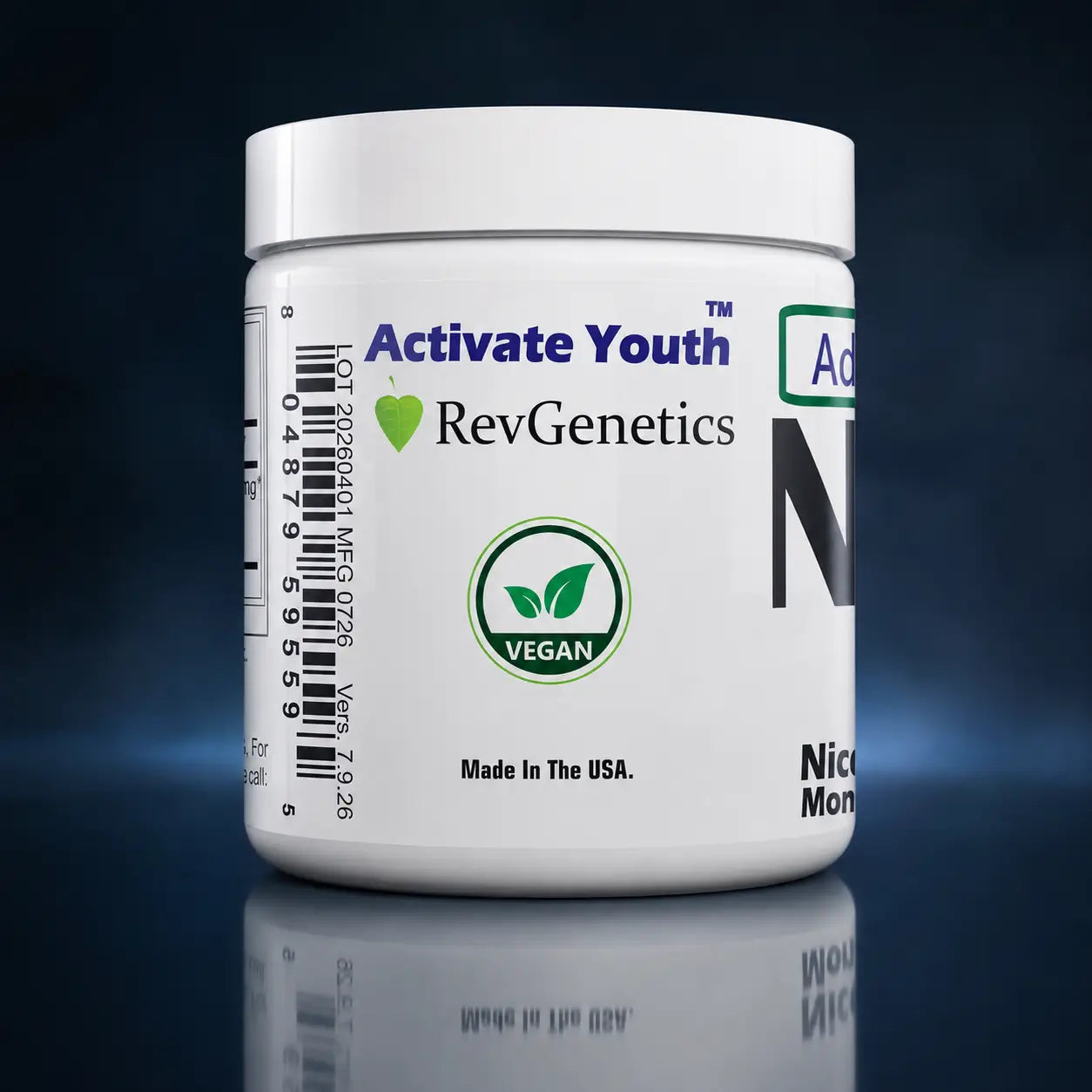 PRESALE: Advanced NMN Supplement Powder- 100 Gram Jar NAD+ Precursor for Cellular Energy & Longevity Support -  Made in USA GMP-Certified lab  By RevGenetics - Ships Mid August