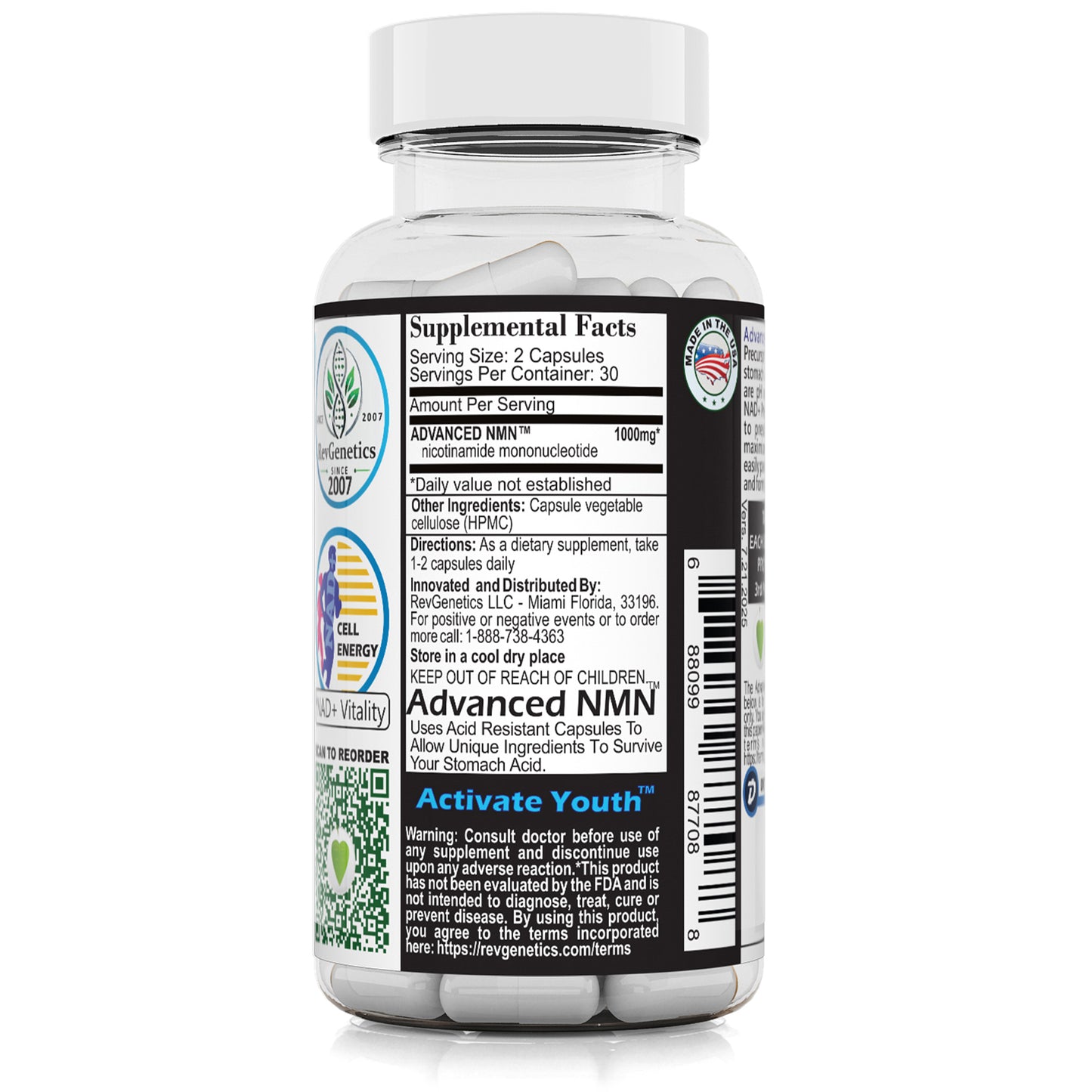 RevGenetics Advanced NMN 1000: NMN Supplement Nicotinamide Mononucleotide NMN_1000_r Member Products,All Products