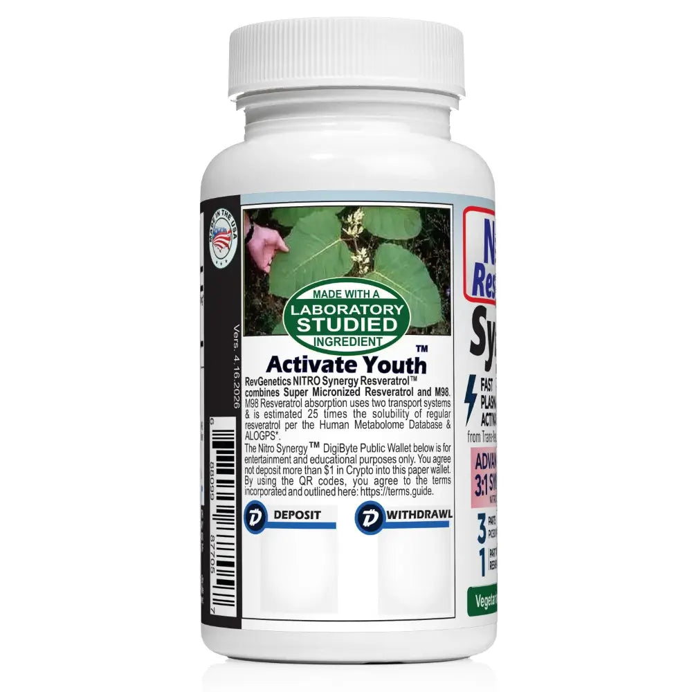 RevGenetics Nitro Synergy 250 Resveratrol Capsules - High Absorption - Now Shipping Nitro250SynergyLeftx1000 Member Products,All Products