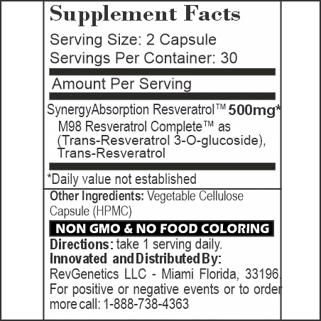 RevGenetics Nitro Micronized Resveratrol Supplement - Nitro500 500mg for Anti-Aging, GMP-Certified - Heart This Today For Health, 3rd party assured By RevGenetics Nitro500-Vegetarian-SuperAbsorptionResveratrol-FACTS Member Products,All Products