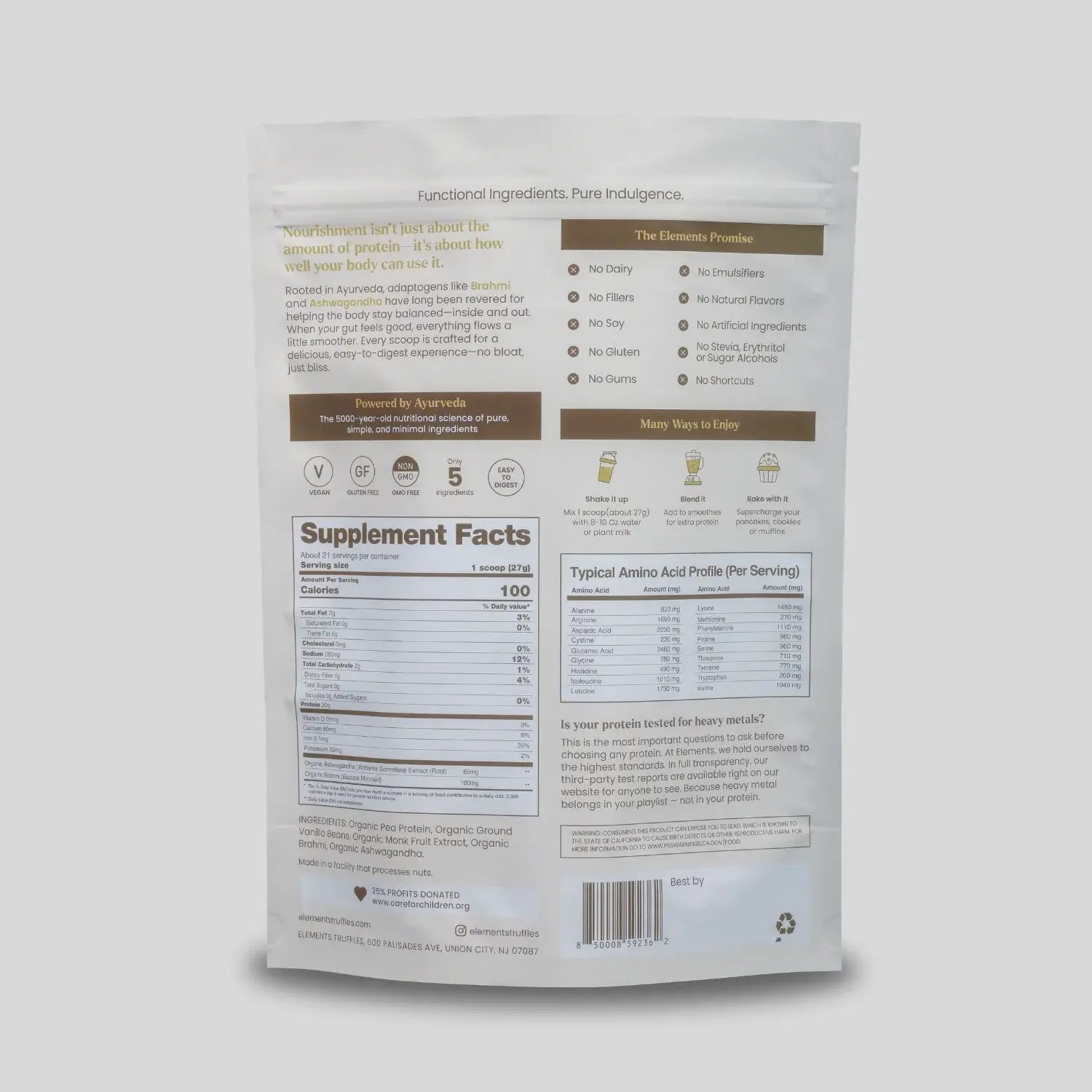 Elements Truffles Plant Based Protein Powder: Vanilla (21 Servings) ProteinPowder3 Protein