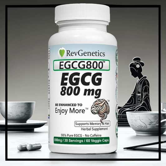 RevGenetics EGCG Supplement - 800mg Pure Green Tea Extract for Antioxidant Support - No Caffeine - Anti-Aging with Lifespan-Extending Potential by RevGenetics RevGeneticsEGCG8004496x4496 Member Products,All Products