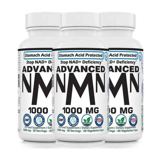 BUNDLE - 3 Advanced NMN 1000 Bottles, three-bottle product group