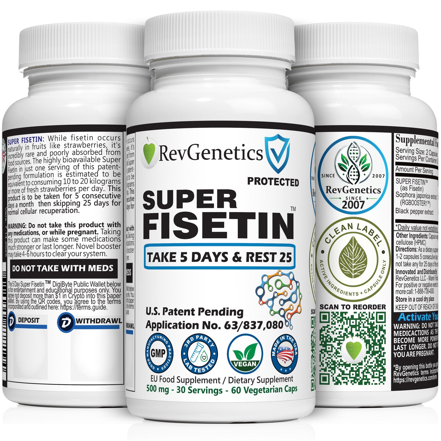 RevGenetics Super Fisetin 500mg - 6 Month Senolytic Supplement - Supports Cellular Health & Longevity - GMP-Certified - Destroy Zombie Cells - For Anti-Aging by RevGenetics super-fisetin-anti-aging-senolyticg Member Products,All Products