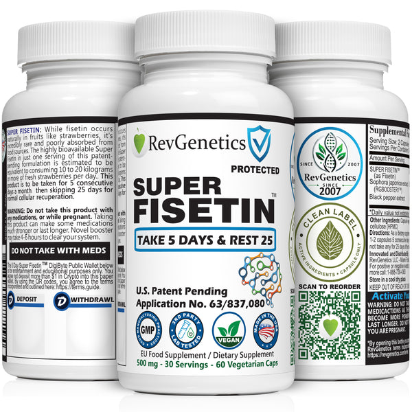 Super Fisetin 500mg - 6 Month Senolytic Supplement - Supports Cellular Health & Longevity - GMP-Certified - Destroy Zombie Cells - For Anti-Aging by RevGenetics image 2