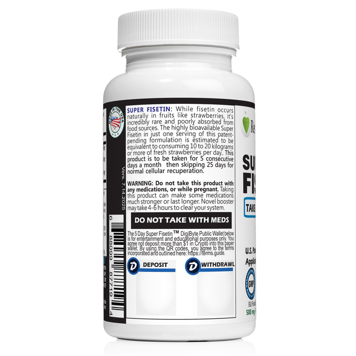 RevGenetics PREORDER: Super Fisetin 500mg - 6 Month Senolytic Supplement - Supports Cellular Health & Longevity - GMP-Certified - Destroy Zombie Cells - For Anti-Aging by RevGenetics super-fisetin-fisetin-capsulesl Member Products,All Products