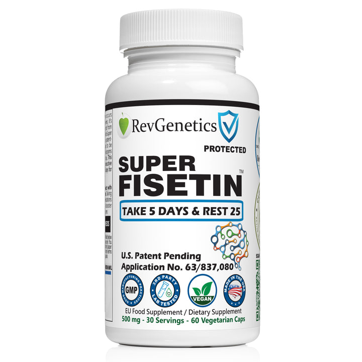 RevGenetics PREORDER: Super Fisetin 500mg - 6 Month Senolytic Supplement - Supports Cellular Health & Longevity - GMP-Certified - Destroy Zombie Cells - For Anti-Aging by RevGenetics super-fisetin-senolytic-supplementf Member Products,All Products