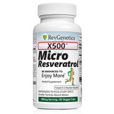 X500 pure trans-resveratrol 500mg supplement, front view