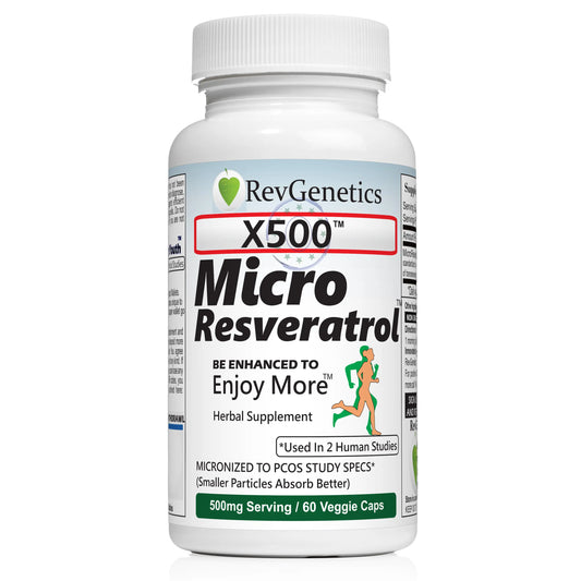 RevGenetics X500 -GMP Lab Certified Best Pure Resveratrol Supplement - 500mg Micronized Trans-Resveratrol for Anti-Aging, sirtuins, 3rd party lab tested x500_front Member Products,All Products