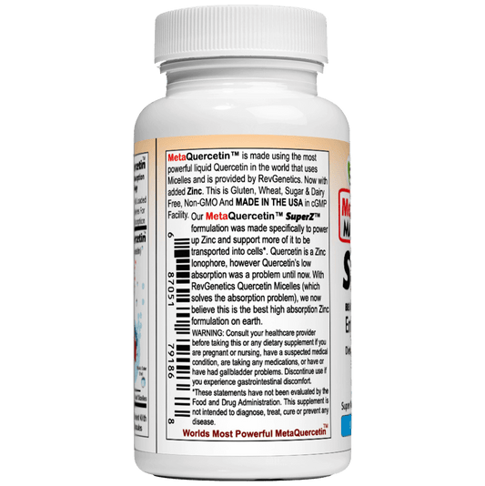 RevGenetics Super Z - Nano Quercetin with Zinc in Micelles Supplement - Advanced Micelle Ionophore Formula for Anti-aging Health - Immune to plain Zinc- Better than liposomal -By RevGenetics MetaQuercetinLeft993x993-sw Member Products,All Products