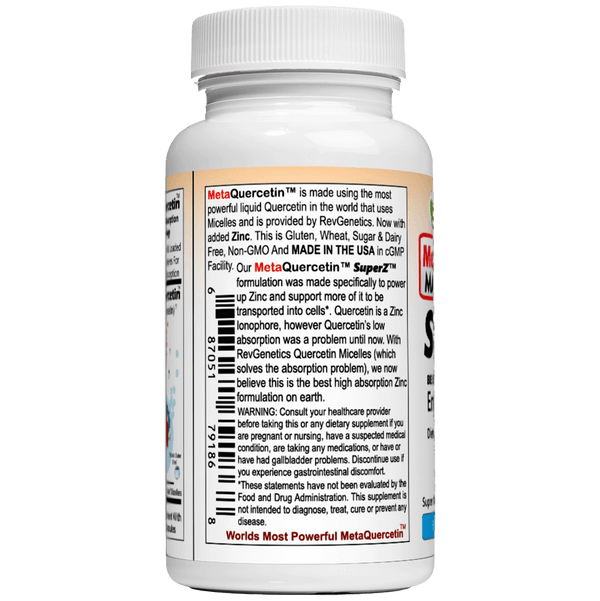 Super Z - Nano Quercetin with Zinc in Micelles Supplement - Advanced Micelle Ionophore Formula for Anti-aging Health - Immune to plain Zinc- Better than liposomal -By RevGenetics image 2