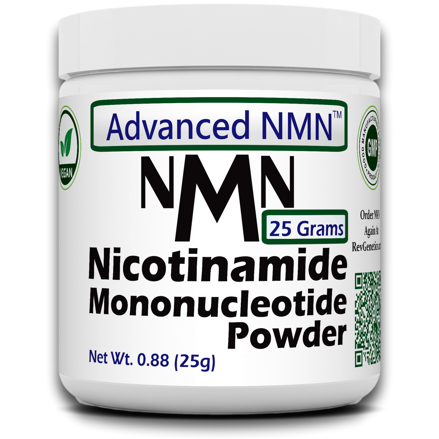 RevGenetics Advanced NMN Supplement Powder- 25 Gram Jar NAD+ Precursor for Cellular Energy & Longevity Support - Made in USA GMP-Certified lab By RevGenetics NMN25Gramsfront_food Member Products,All Products
