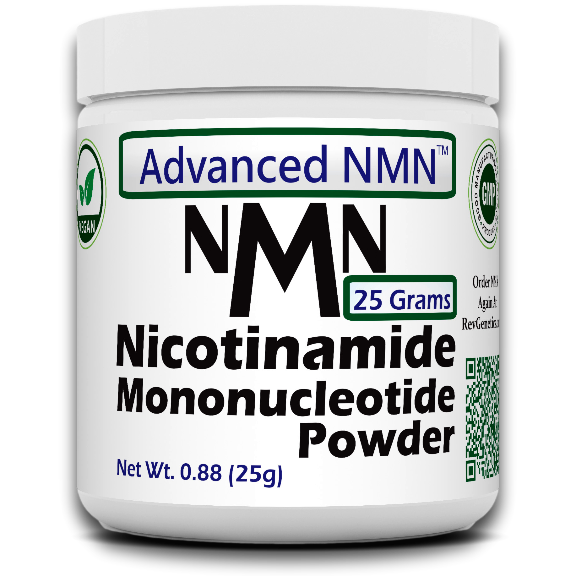 RevGenetics Advanced NMN Supplement Powder- 25 Gram Jar NAD+ Precursor for Cellular Energy & Longevity Support - Made in USA GMP-Certified lab By RevGenetics NMN25Gramsfront_food Member Products,All Products