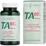 TA-65 supplement bottle, 90 vegetarian capsules, cycloastragenol telomerase activator by RevGenetics
