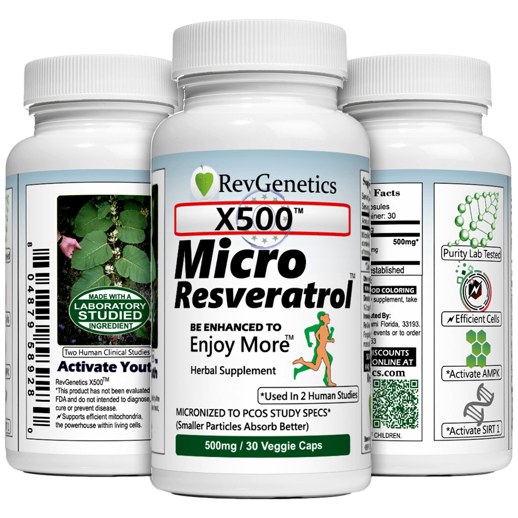 RevGenetics X500 -GMP Lab Certified Best Pure Resveratrol Supplement - 500mg Micronized Trans-Resveratrol for Anti-Aging, sirtuins, 3rd party lab assured - By RevGenetics group_1__X500_ebddec93-50b9-4703-a6c5-5e9343a6db90 Member Products,All Products