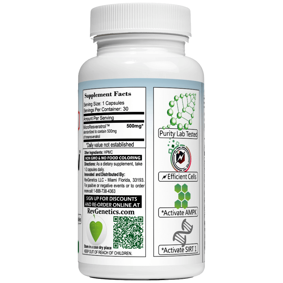 RevGenetics X500 -GMP Lab Certified Best Pure Resveratrol Supplement - 500mg Micronized Trans-Resveratrol for Anti-Aging, sirtuins, 3rd party lab assured - By RevGenetics r_1__X500_9ee507af-0e0b-441a-a8f8-8679edb3f208 Member Products,All Products